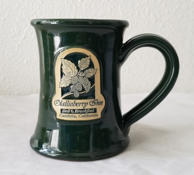 Deneen Pottery 9 oz Olallieberry Inn B&B Hand-thrown Green Mug Cambria CA