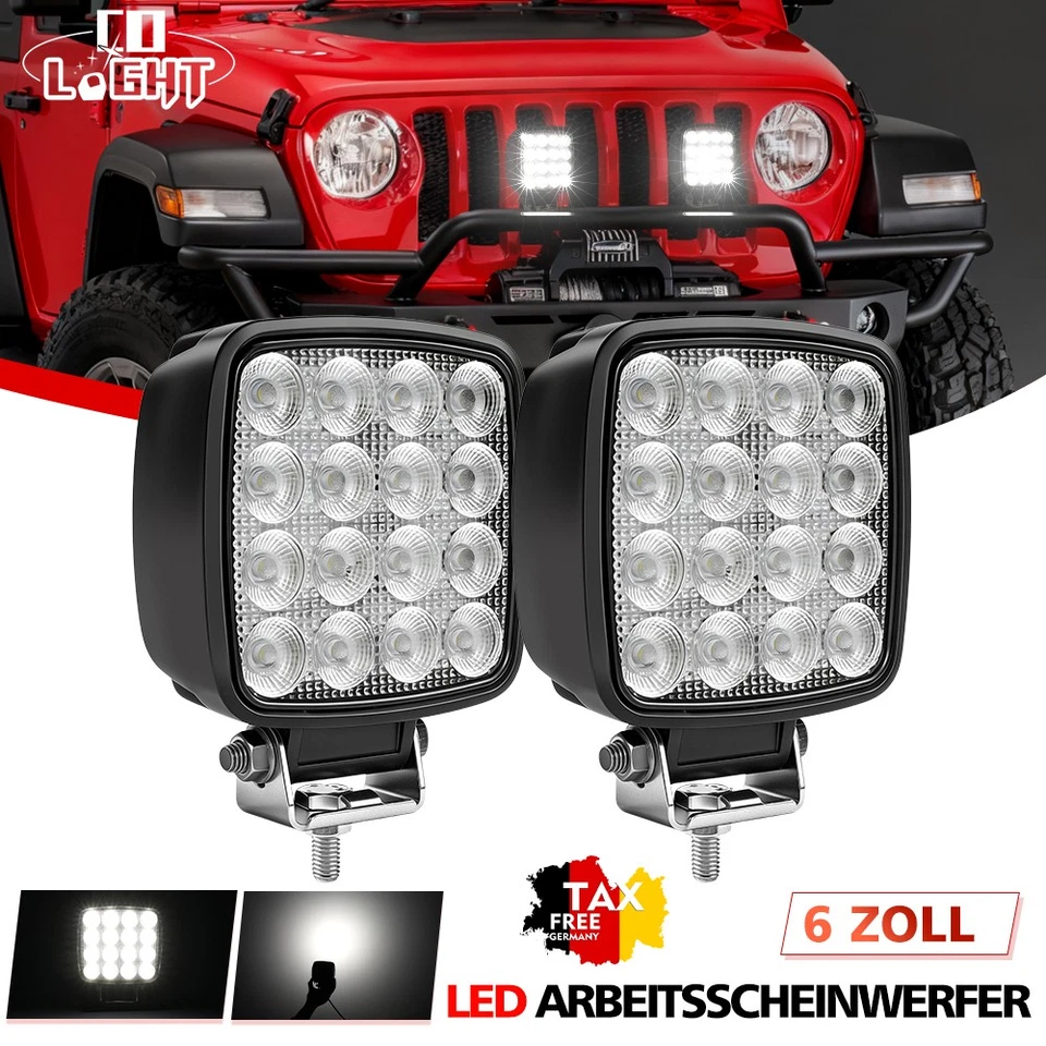 2x Arbeitsscheinwerfer 16 LED 28W PKW LKW Anhänger Anbau Offroad Traktor 12V 24V - Bild 1 von 4
