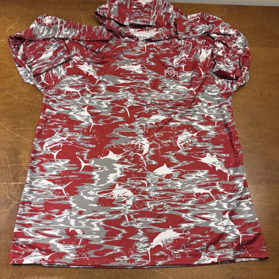 Ohio State Buckeyes Hoodie Mens Large Red Lightweight Pullover Columbia - Image 3 of 4