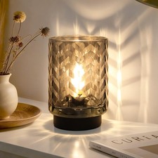 Battery Operated Lamp with Timer, Small Table Lamp for Office Desk Decor, Gla...