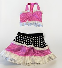 Eye Pleasers Dance Costume LC Pink Polka Dot Ruffle 2 Pc Set Jazz Tap Outfit