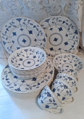 Myott Staffordshire Finlandia Blue Flowers And Leaves Earthenware 21 Pieces