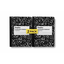 2x Staples Composition Notebook Black College Ruled 100 Sheets
