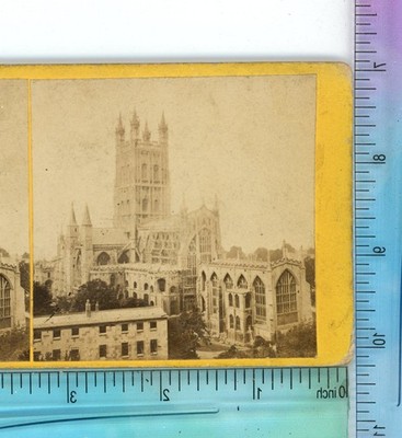 Gloucester Cathedral Exterior Northeast England E.I. Billing Stereoview c1860
