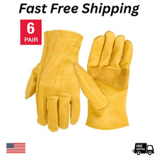 6 Pairs Wells Lamont Brand Men's Leather Work Gloves Men's 100 Cowhide Leather
