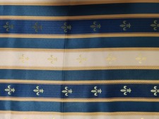 2,3  x 1,5m edler Brokatstoff franz. Lilie Blau Jacquard Dekostoff Brokat stoff 