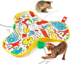 Interactive Cat Feather Toys, Hide and Seek Concealed Moving Feather Wand, Recha