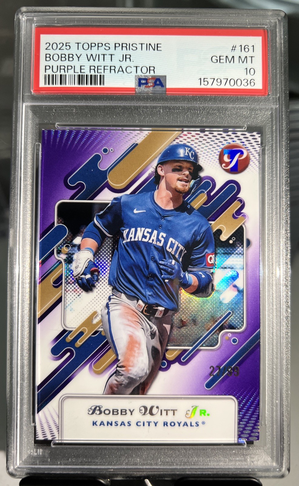 2025 TOPPS PRISTINE BOBBY WITT JR PURPLE REFRACTOR 27/99 PSA 10🔥🔥ROYALS🔥🔥