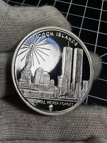 2006 COOK ISLANDS 1 OZ SILVER PROOF COIN 9/11 TWIN TOWERS TRIBUTE .999 FINE