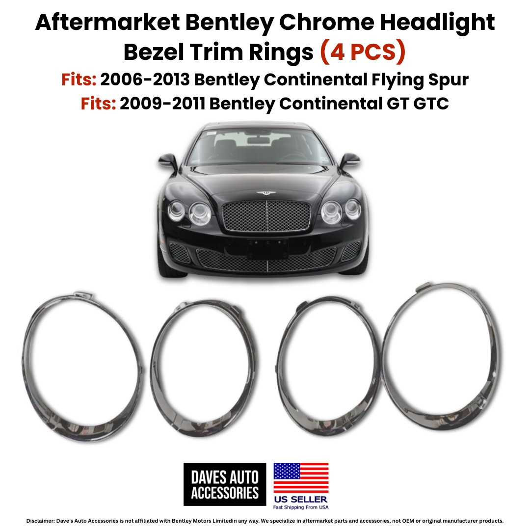 Bentley GT GTC 2009-2011 Headlight Chrome Bezel Trim Replacement