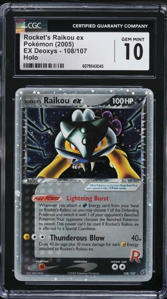 Rocket's Raikou Ex 108/107 Secret Rare Pokémon Ex Deoxys CGC 10 GEM MINT
