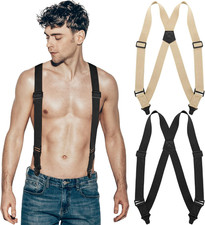 2 Pcs Side Clip Suspenders for Men under Clothing Hidden Airport Friendly Suspen