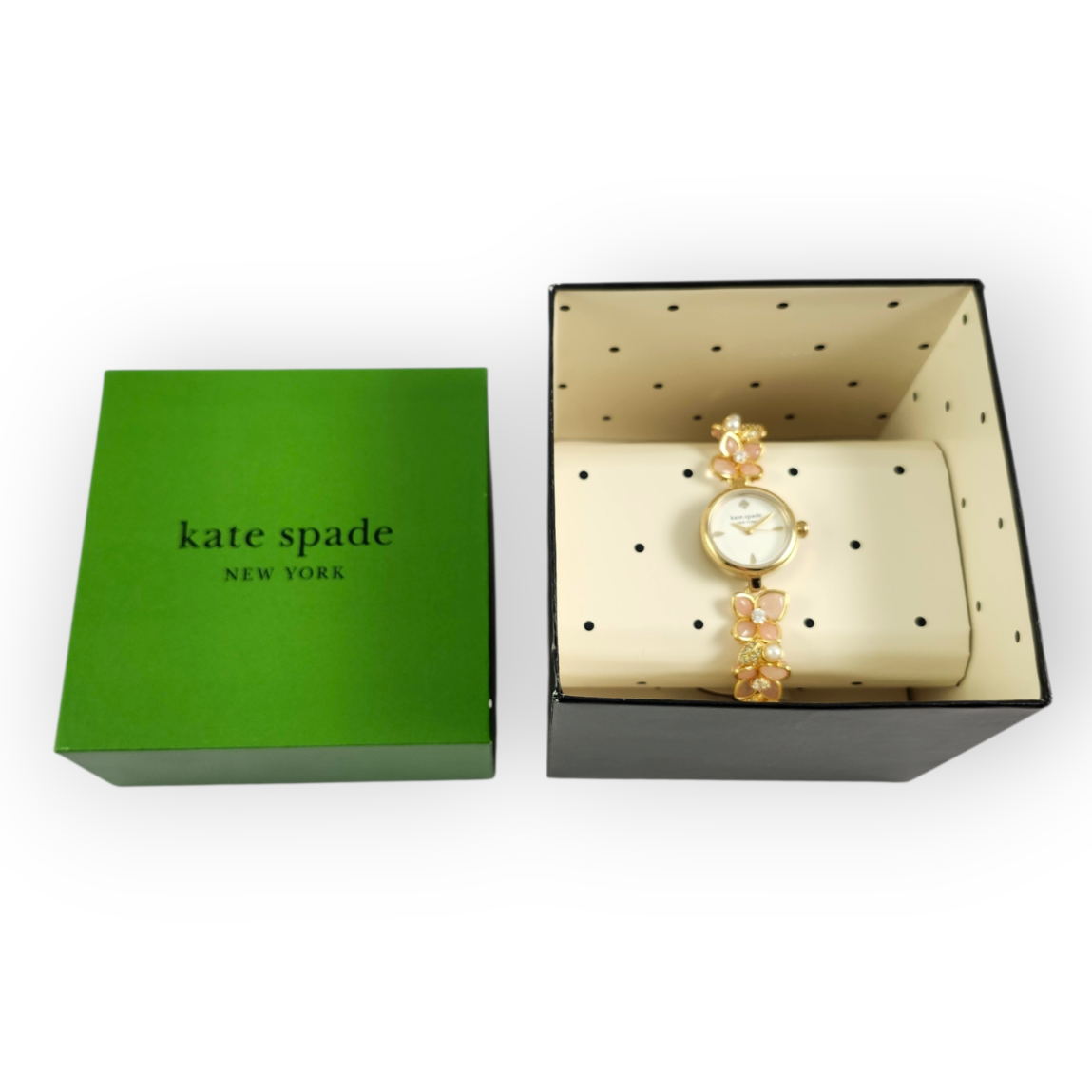 NEW Kate Spade Monroe Pink & Gold Flower Link Crystal Bracelet