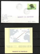 1988 cover Barbados to UK missent to Trinidad. Please See Scan  (1571)
