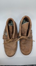 TAOS MOCCASINS TAN Brown Leather Fringe Ankle Moccasins - Women's 6.5 1/2 to 8