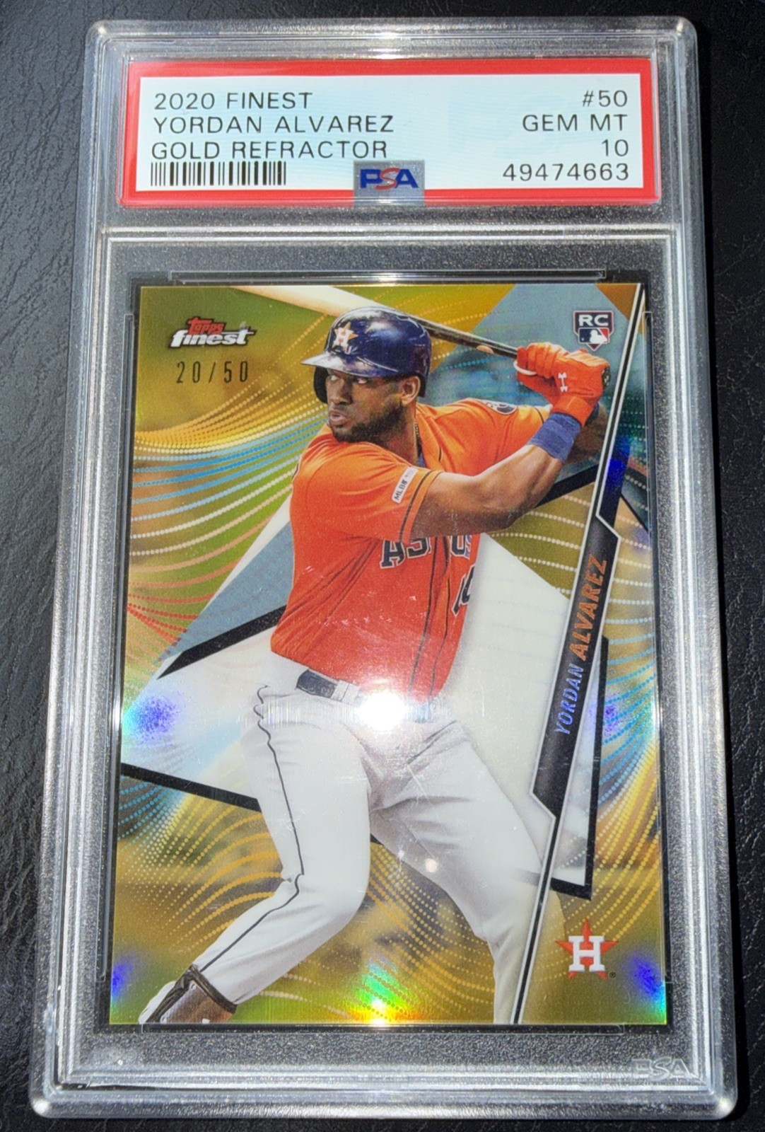 2020 Topps Finest Yordan Alvarez /50 GOLD RC Refractor RC Rookie SP PSA10 view 1