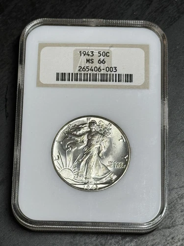 1943 Walking Liberty Half Dollar NGC MS66 Old Fatty Holder Blast White (Slab2923