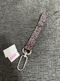 Victoria's Secret PINK Wristlet Strap Keychain Leopard Block Bling Logo