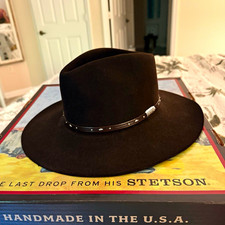 Stetson Pawnee The Gun Club Felt Western Hat, Pawnee Chocolate, Size 6 7/8