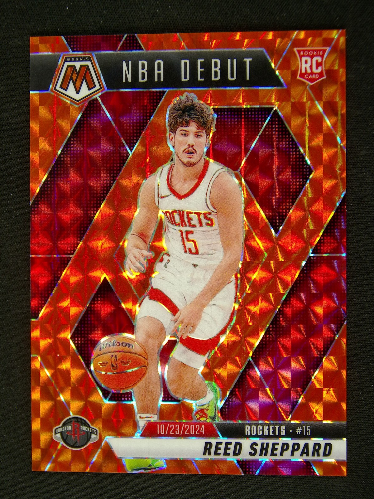 2024-25 Panini Mosaic Reed Sheppard #252 RC Rookie NBA Debut Orange /249