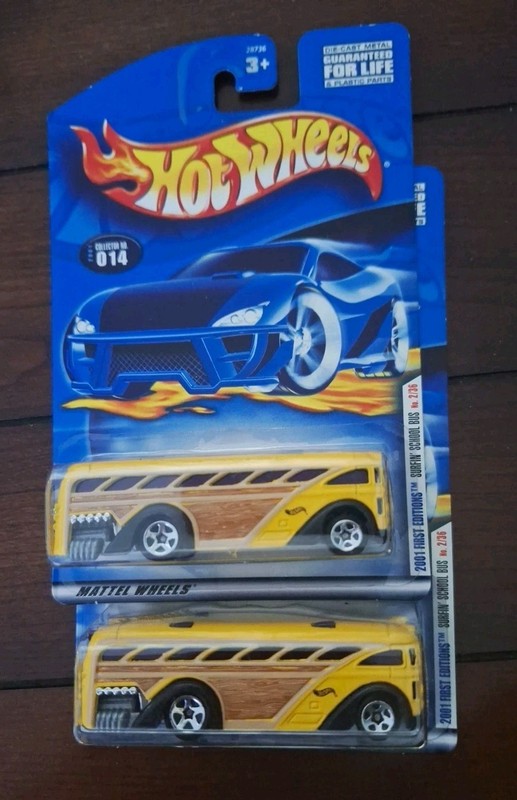 Hot Wheels Lot Of Two, 2001 First Editions  Surfin' School Bus. Collectors # 14