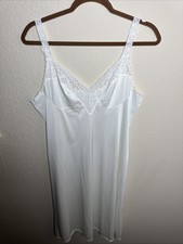 Vintage Nylon Full Slip Ladies White Lace Vassarette 38 LL