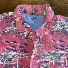 Izod Saltwater Rose Multicolor LightweightHawaiian Short Sleeve Shirt Mens XL