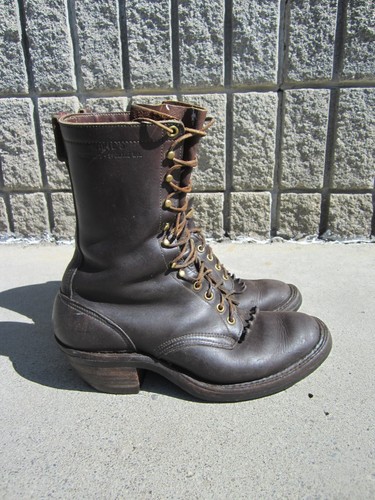 SCHÖNE ORIGINAL VINTAGE WHITE’S ECHTLEDER HOLZFÄLLER ARBEITSSTIEFEL GRÖSSE 9D