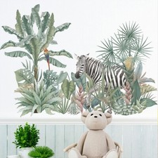 Large Jungle Animal Decals Zebra Parrot Wall Stickers Kids Nursery Room Decor