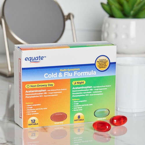 Equate MultiSymptom Cold & Flu Formula NonDrowsy Day and Night Formulas 20 CT. eBay