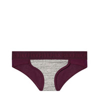 Victoria's Secret PINK Logo Hipster Panty Healther Grey/Deep Ruby