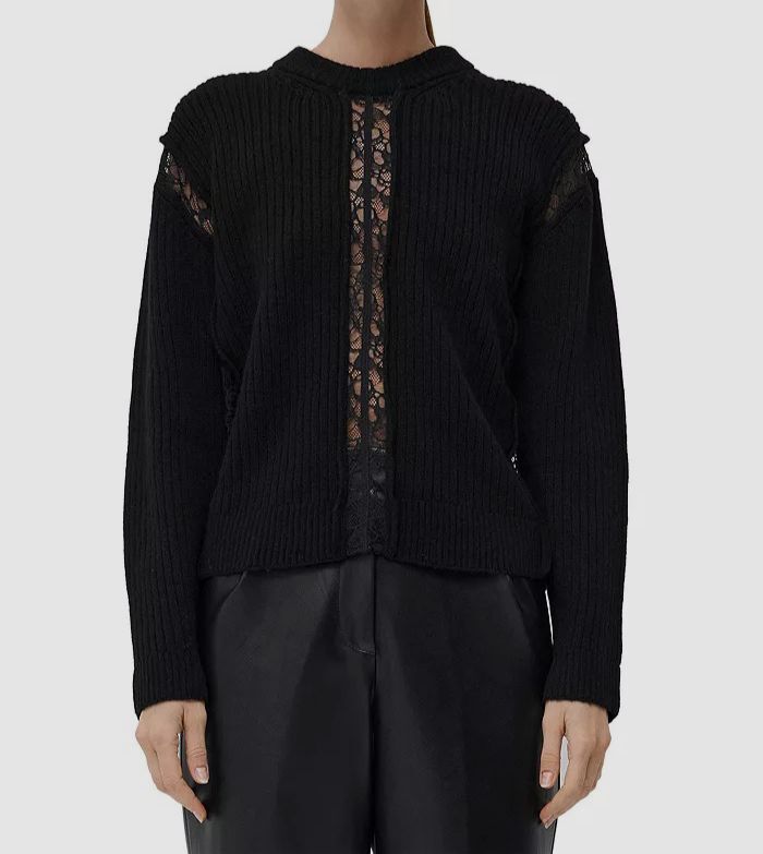 Simkhai Women's Black Ruba Wool Cashmere Crewneck Sweater Size: M