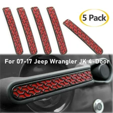 ABS Red Exterior Door Handle Insert Trim For Jeep Wrangler JK 4-Door 2007-2017