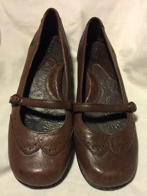 Born Brown Leather Mary Janes Low Heels Shoes Size 7 | eBay