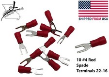 10x 4 Red Spade Terminal 22-16 AWG Wire Electrical Connector Fork End Crimp On