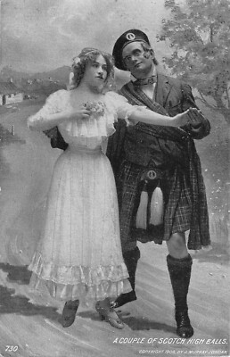 Scottish Lovers Dancing Down a Road-A Couple of Scotch High Balls-Comic Old PC