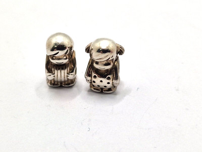 2er Set Original PANDORA Sterling Silber 925 Charms - His & Hers 5,7g