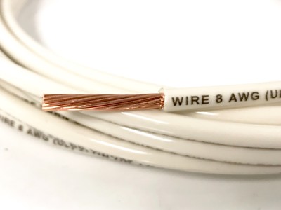 HN✰CDS.THGA 125' FEET THHN THWN-2 8 AWG GAUGE WHITE STRANDED COPPER BUILDING