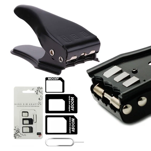Universal 3 in 1 Sim Card Cutter for iPhone Samsung Huawei incl. 3 SIM Adapters - Picture 1 of 6