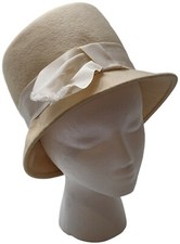 Vtg Christine Original Henry Pollak NY Beige 100 Wool Bucket Hat Union Label