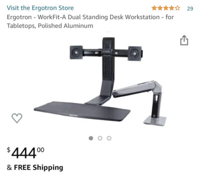 Ergotron WorkFit Mounting Arm for Flat Panel Display Polished Black 24312026
