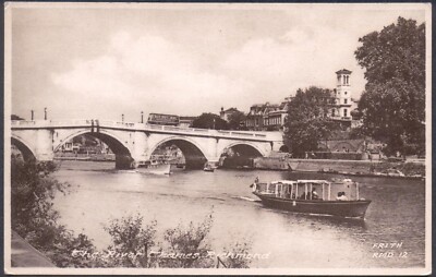 RICHMOND Brücke (Surrey) über die R Themse. Alte Postkarte. Kostenloser UK Versand