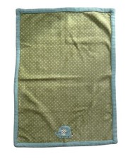 Carters Blue Green Teal Trim Polka Dots Elephant Applique Baby Kid Lovey Blanket