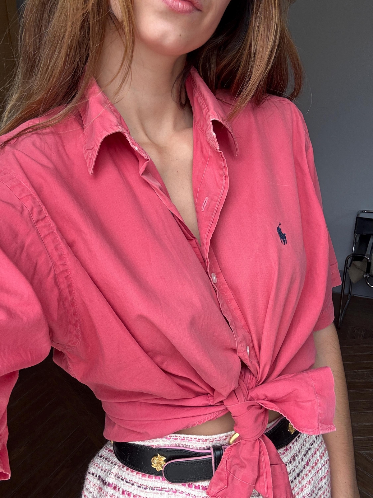 Classic Ralph Lauren red polo button-up shirt long sleeve 90s vintage style