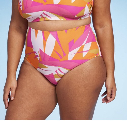 Women’s Kona Sol High Waisted Full Coverage Bikini Bottom Pink Print 3X