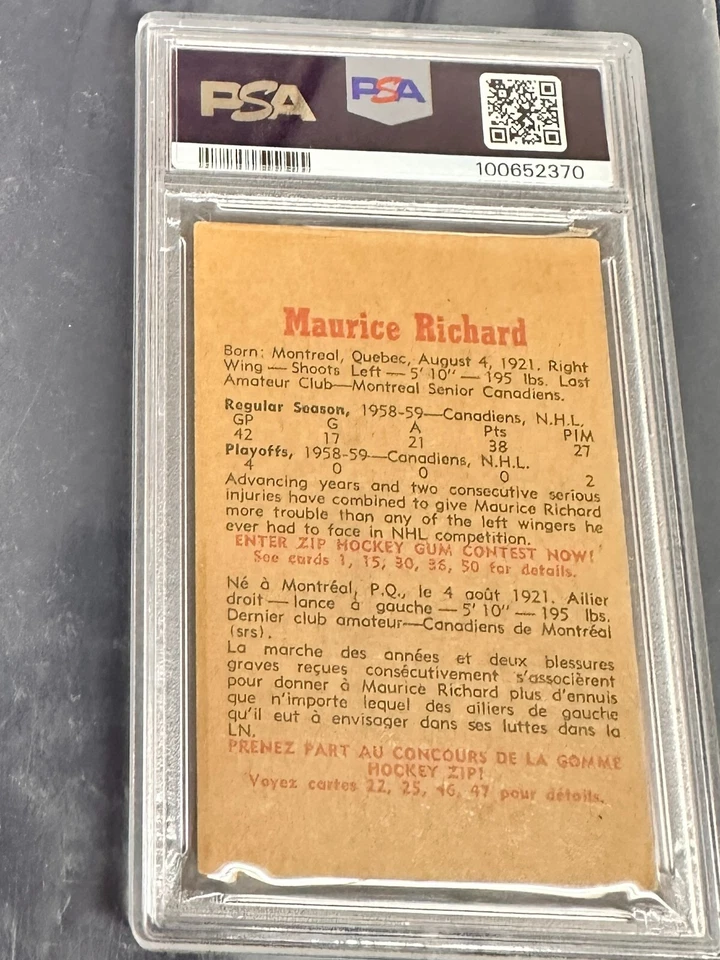 1959 Parkhurst #2 Maurice Rocket Richard PSA 3 Much Nicer! - Image 2 of 2