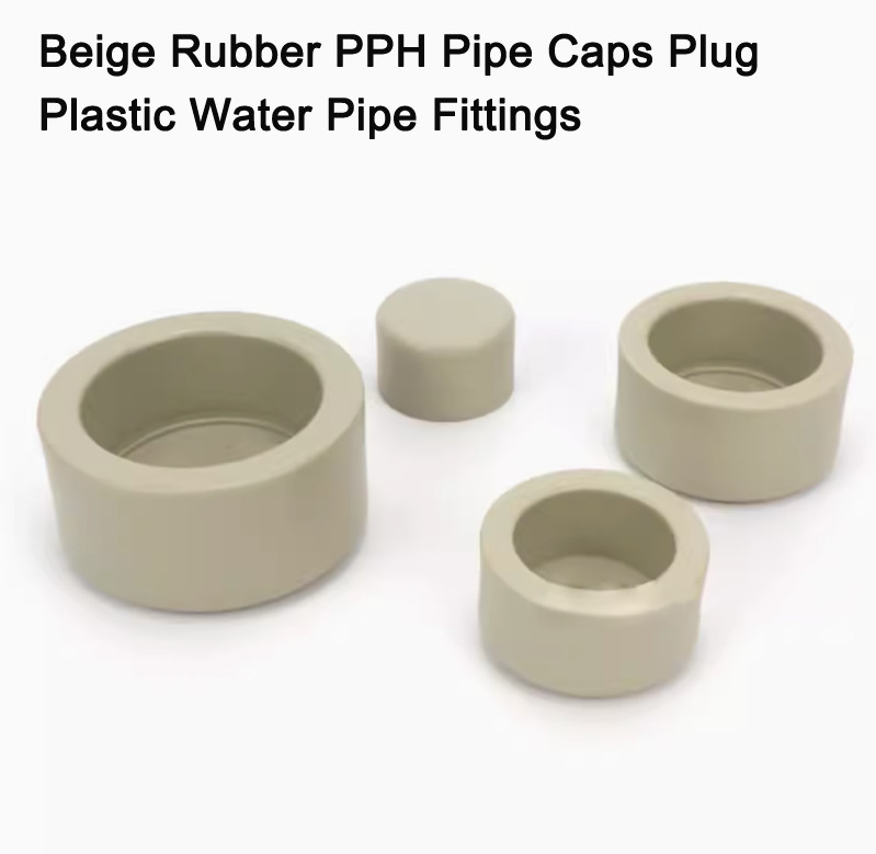 Beige Rubber PPH Pipe Caps Plug Plastic Water Pipe Fittings DN15 - DN100