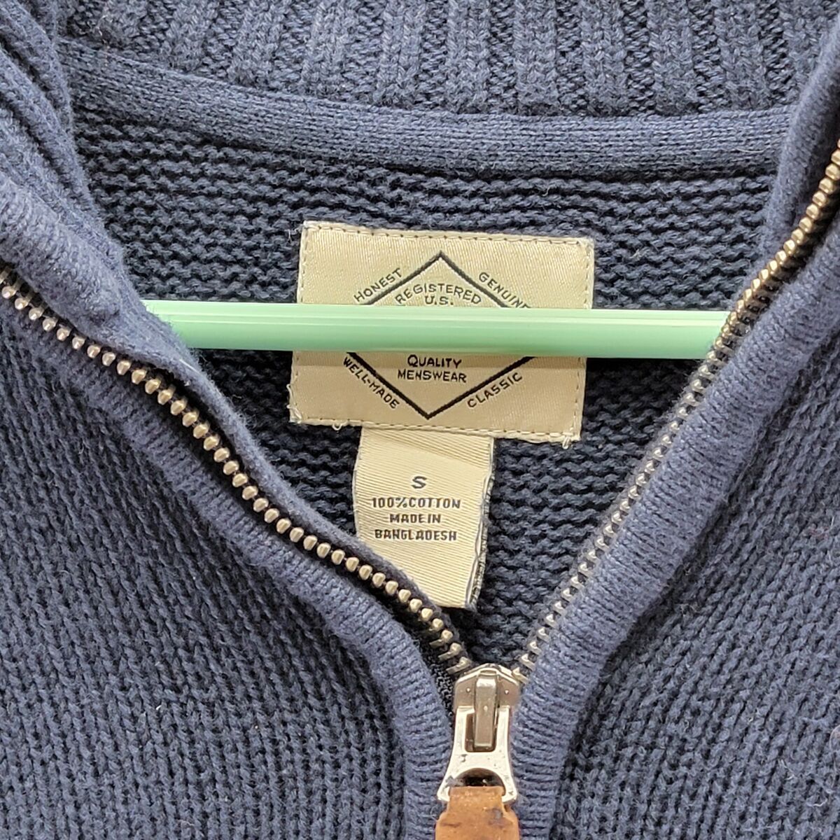 St John's Bay Sweater Men's Small 1/4 Zip Blue Navy Long St John's Bay Sweater Men's Small 1/4 Zip Blue Navy Long