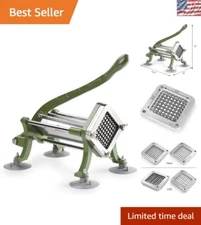 Commercial Grade French Fry Cutter with Suction Feet, 3/8" Blade - Green