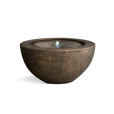 Round Bronze Polyresin Indoor/Outdoor Sphere Water Fountain CA-LO-3542-BLK-1